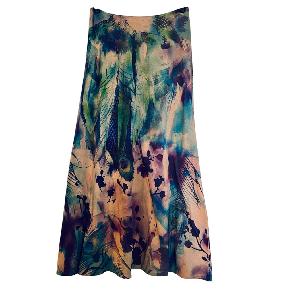 Delirious Peacock Size Medium Fine Knit Maxi Skirt